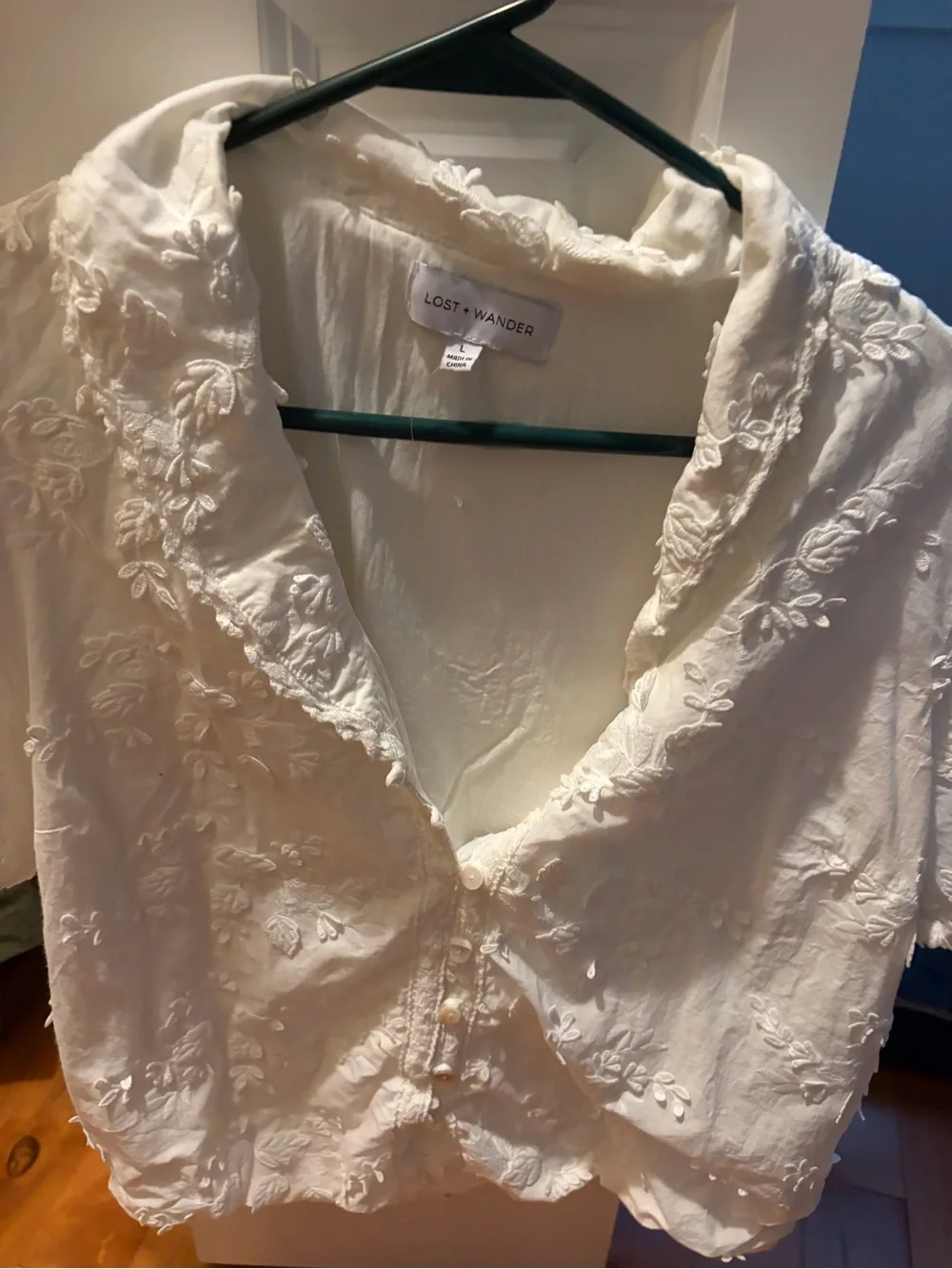 Lost + Wander White Eyelet Cropped Blouse for Kids